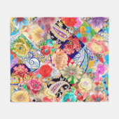 Hintergrund der Batik. Vintages Design Fleecedecke (Vorderseite (Horizontal))