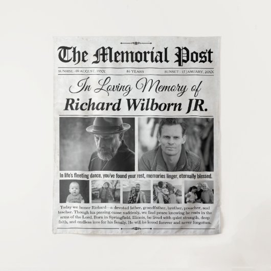 Hintergrund der benutzerdefinierten Zeitung mit Fo Wandteppich (Vorderseite)