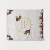 Hintergrund der Bestätigung Gold Burgundy Peonies Wandteppich (Vorderseite (Horizontal))