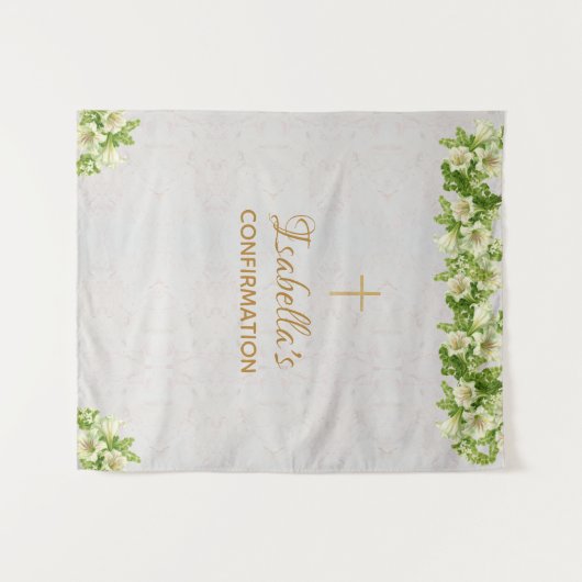 Hintergrund der Bestätigung | Marble Gold Cross Li Wandteppich (Vorderseite (Horizontal))