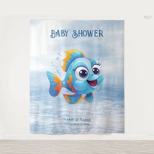 Hintergrund der Blauen Fische Wandteppich (Vorderseite)