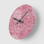 Hintergrund der blauen Spitzen-Blume Runde Wanduhr (Winkel)