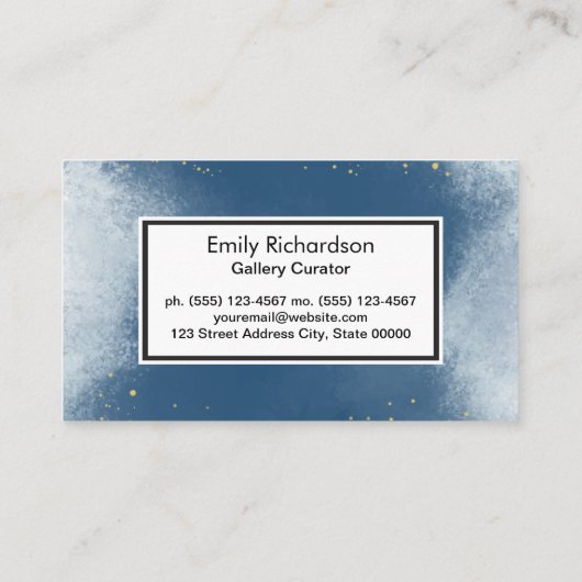 Hintergrund der Blauen Textur | Gold-Speck Visitenkarte (Rückseite)