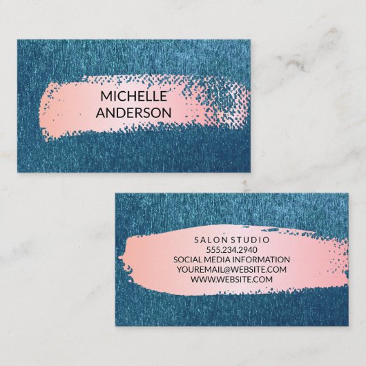 Hintergrund der Blauen Textur | Rosa gebürstet Visitenkarte (Vorne/Hinten)