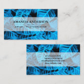Hintergrund der blauen tropischen Blätter Visitenkarte (Vorne/Hinten)