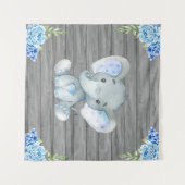 Hintergrund der Blue Elephant Babydusche Wandteppich (Vorderseite (Horizontal))