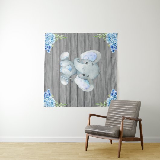 Hintergrund der Blue Elephant Babydusche Wandteppich (Beispiel (Horizontal))