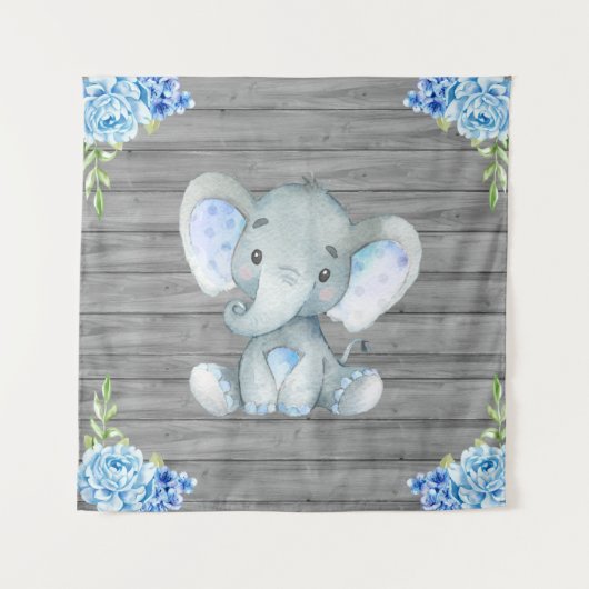Hintergrund der Blue Elephant Babydusche Wandteppich (Vorderseite)