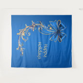Hintergrund der Blue Gold Blume Wandteppich (Vorderseite (Horizontal))