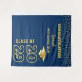 Hintergrund der Blue & Gold Custom Graduation Part Wandteppich (Vorderseite (Horizontal))
