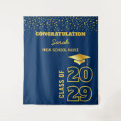 Hintergrund der Blue & Gold Custom Graduation Part Wandteppich (Vorderseite)