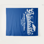 Hintergrund der Blue Graduate Graduation Party Wandteppich (Vorderseite (Horizontal))