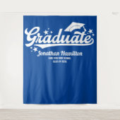 Hintergrund der Blue Graduate Graduation Party Wandteppich (Vorderseite)