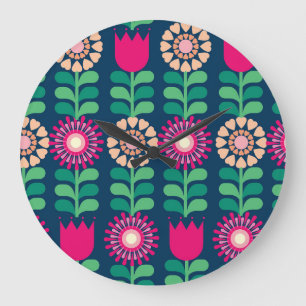 Hintergrund der Blume, Vintage künstlerische Darst Große Wanduhr