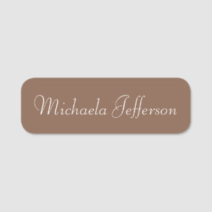 Hintergrund der braunen Farbe: Handgeschrieben Namensschild