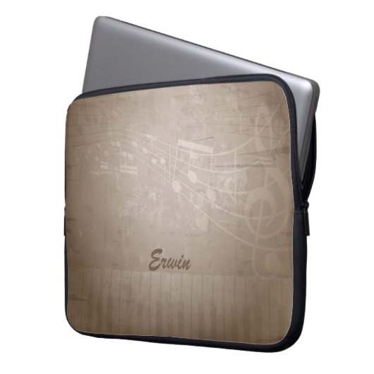 Hintergrund der braunen Grunge-Musik und benutzerd Laptopschutzhülle (Vorderseite Links)