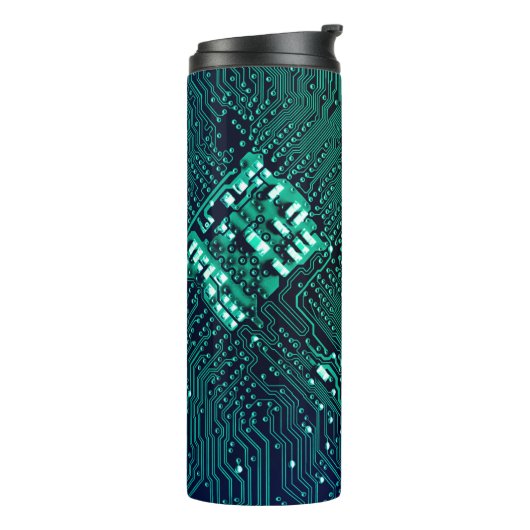 Hintergrund der elektronischen Schalttafel, abstra Thermosbecher (Nach links gedreht)