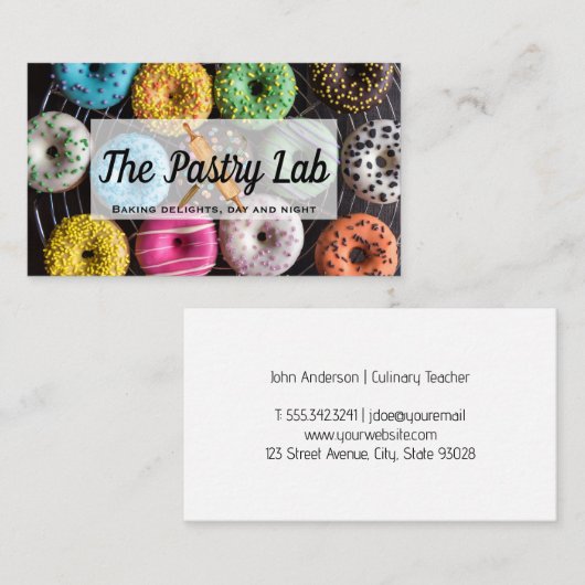 Hintergrund der farbenfrohen Donuts | Konditorei Visitenkarte (Vorne/Hinten)