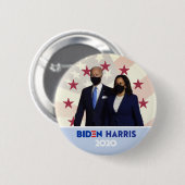 Hintergrund der Flaggen Joe Biden Kamala Harris Fa Button (Vorne & Hinten)