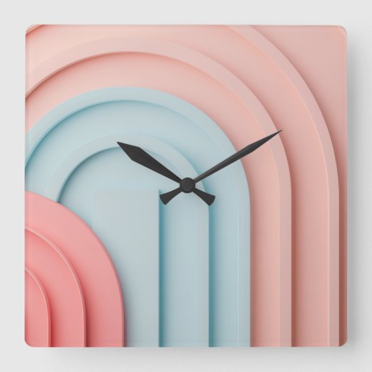 Hintergrund der Formen in Pastellfarben Quadratische Wanduhr (Vorderseite)