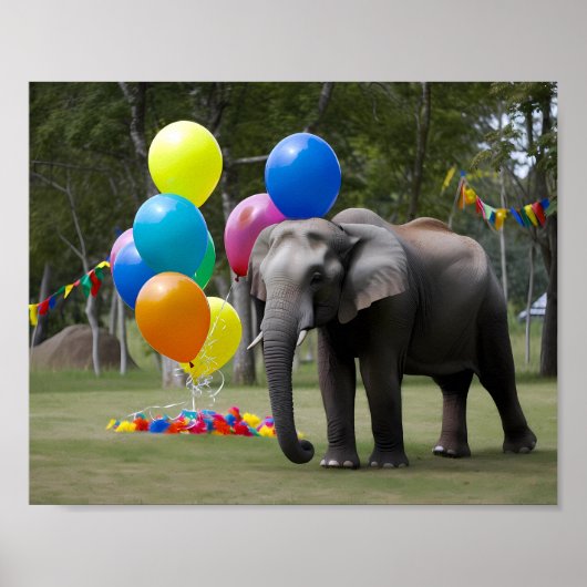Hintergrund der Geburtstagspartei Elephant Fotogra Poster (Vorne)