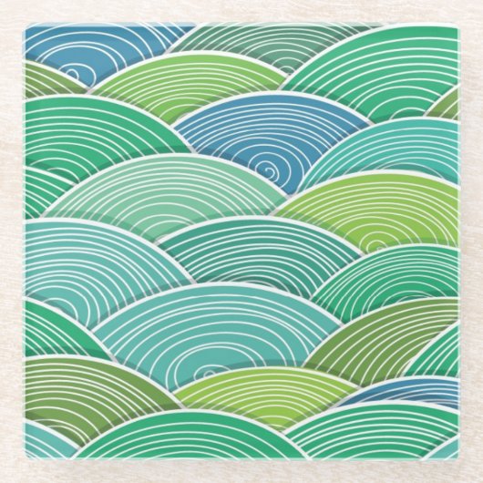 Hintergrund der gekräuselten abstrakten grünen glasuntersetzer (Vorderseite)