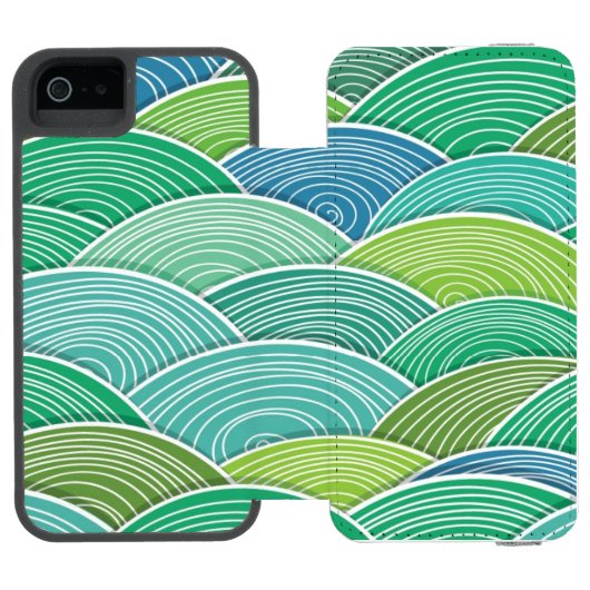Hintergrund der gekräuselten abstrakten grünen incipio iPhone Geldbeutel-Hülle (Folio Geöffnet)