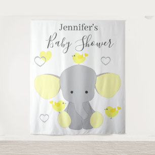 Hintergrund der gelben Elefantenjunge Babydusche Wandteppich