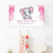 Hintergrund der Girl Elephant Banner Rosa Signatur (Insitu)