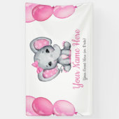 Hintergrund der Girl Elephant Banner Rosa Signatur (Vertikal)