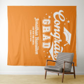 Hintergrund der Glückwunsch Grad Orange Graduation Wandteppich (Beispiel (Horizontal))