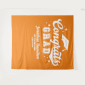 Hintergrund der Glückwunsch Grad Orange Graduation Wandteppich (Vorderseite (Horizontal))