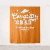 Hintergrund der Glückwunsch Grad Orange Graduation Wandteppich (Vorderseite)