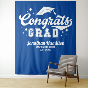 Hintergrund der Glückwunsch Grand Blue Graduation Wandteppich