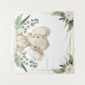 Hintergrund der Gold Elephant Baby Dusche Wandteppich (Vorderseite (Horizontal))