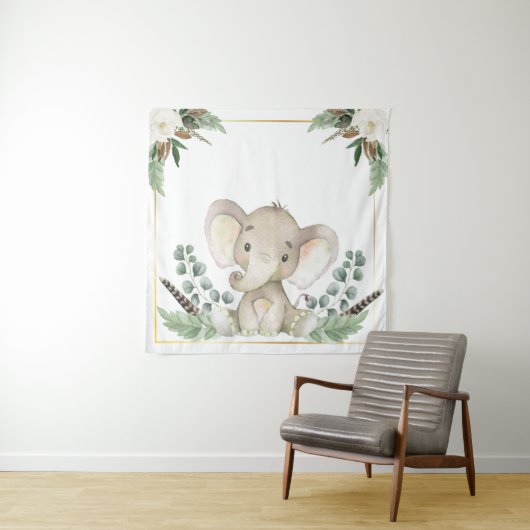 Hintergrund der Gold Elephant Baby Dusche Wandteppich (Beispiel)