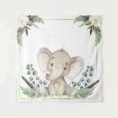 Hintergrund der Gold Elephant Baby Dusche Wandteppich (Vorderseite)
