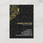 Hintergrund der Gold Floral Lace & Black Damaskus Visitenkarte (Rückseite)