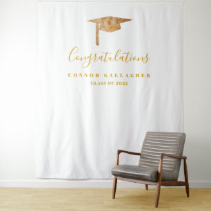 Hintergrund der Gold Graduation Party, Foto Booth Wandteppich