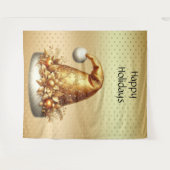 Hintergrund der Goldenen Weihnachtsmannmütze Wandteppich (Vorderseite (Horizontal))