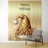 Hintergrund der Goldenen Weihnachtsmannmütze Wandteppich (Beispiel)