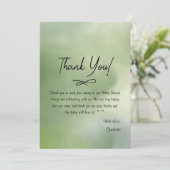 Hintergrund der grünen Wasserfarbe für Babydusche Dankeskarte (Stehend Vorderseite)