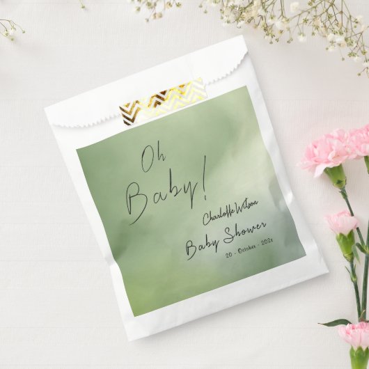 Hintergrund der grünen Wasserfarbe für Babydusche Geschenktütchen (Versiegelt)