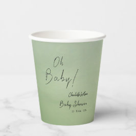 Hintergrund der grünen Wasserfarbe für Babydusche Pappbecher