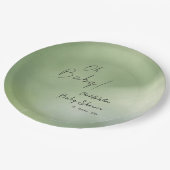 Hintergrund der grünen Wasserfarbe für Babydusche Pappteller (Schrägansicht)