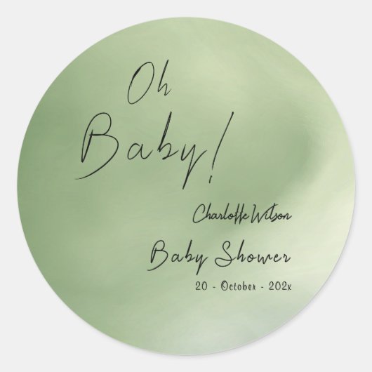 Hintergrund der grünen Wasserfarbe für Babydusche Runder Aufkleber (Vorderseite)