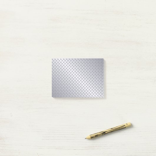 Hintergrund der hellen Stahldiamantplatte Post-it Klebezettel (Auf Schreibtisch)