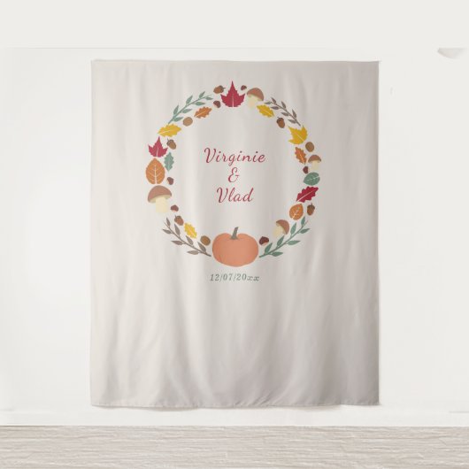 Hintergrund der Hochzeit im Herbst und des Fotos Wandteppich (Vorderseite)