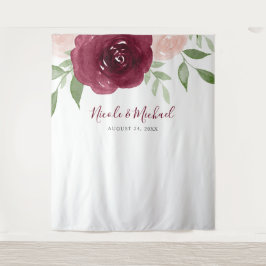 Hintergrund der Hochzeit von Burgund Wasserfarben Wandteppich