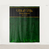 Hintergrund der Hochzeit von Hunter Green Gold Bla Wandteppich (Vorderseite)